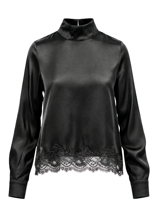 I AM Camicia m/l Donna Mod. L022 RASOePIZZO NERO Nero