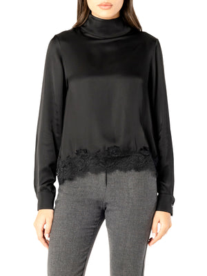 I AM Camicia m/l Donna Mod. L022 RASOePIZZO NERO Nero