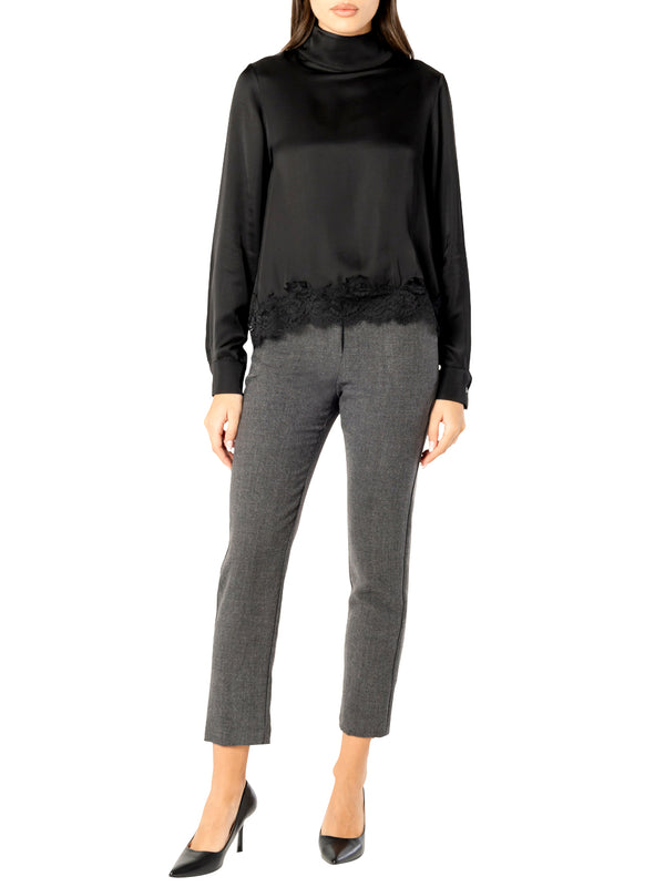 I AM Camicia m/l Donna Mod. L022 RASOePIZZO NERO Nero