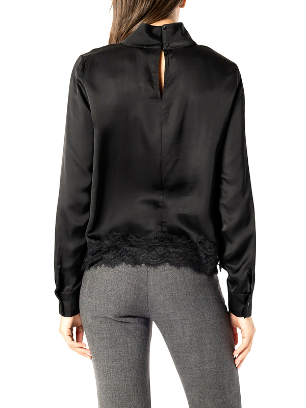 I AM Camicia m/l Donna Mod. L022 RASOePIZZO NERO Nero