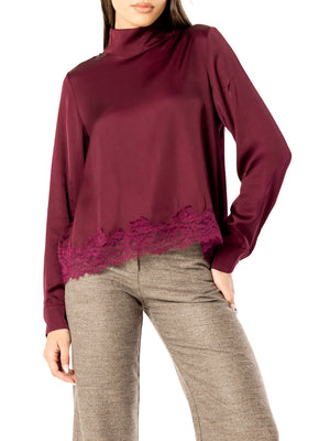 I AM Camicia m/l Donna Mod. L022 RASOePIZZO PRUGNA Prugna