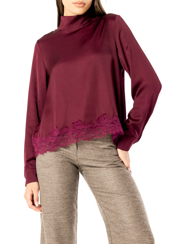 I AM Camicia m/l Donna Mod. L022 RASOePIZZO PRUGNA Prugna