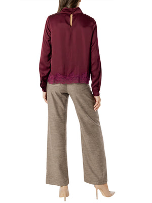 I AM Camicia m/l Donna Mod. L022 RASOePIZZO PRUGNA Prugna
