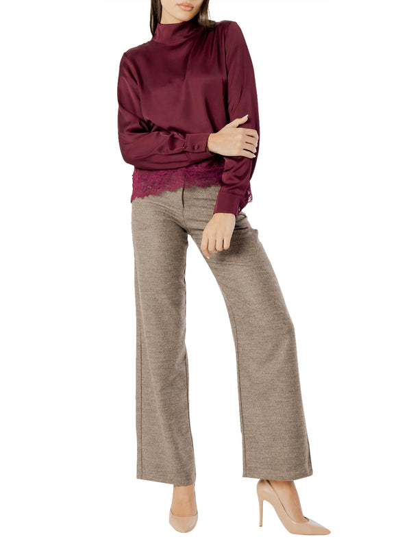 I AM Camicia m/l Donna Mod. L022 RASOePIZZO PRUGNA Prugna
