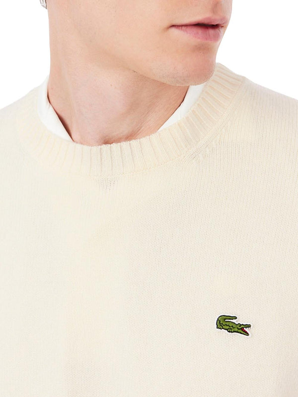 Lacoste Maglione Girocollo Uomo Mod. AH2916 LANA XFJ Panna