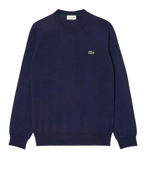 Lacoste Maglione Girocollo Uomo Mod. AH3225 LANA 166 Blu