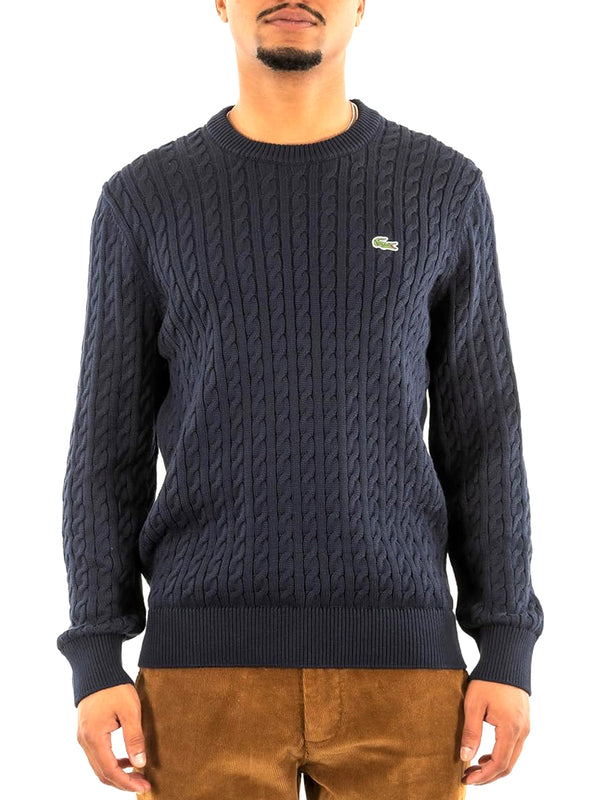 Lacoste Maglione Girocollo Uomo Mod. AH3225 LANA 166 Blu