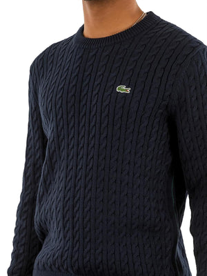 Lacoste Maglione Girocollo Uomo Mod. AH3225 LANA 166 Blu