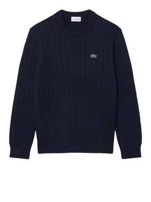 Lacoste Maglione Girocollo Uomo Mod. AH762 TRECCIA COT802 Blu