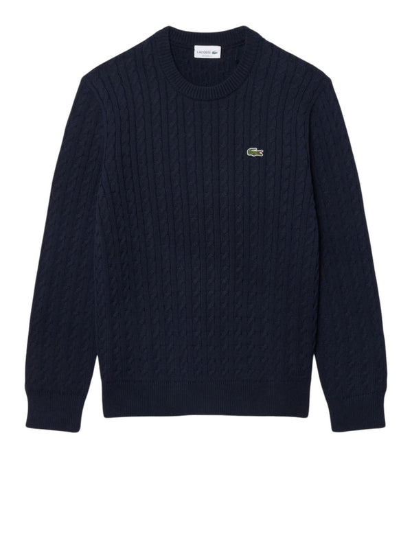 Lacoste Maglione Girocollo Uomo Mod. AH762 TRECCIA COT802 Blu
