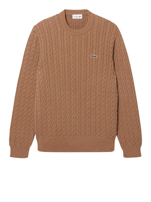 Lacoste Maglione Girocollo Uomo Mod. AH762 TRECCIA COTUQW Tabacco