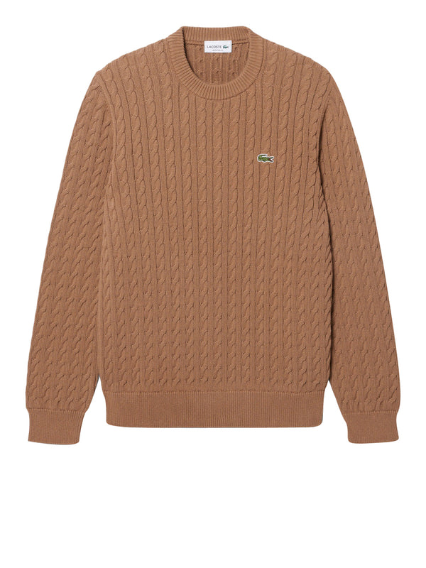 Lacoste Maglione Girocollo Uomo Mod. AH762 TRECCIA COTUQW Tabacco