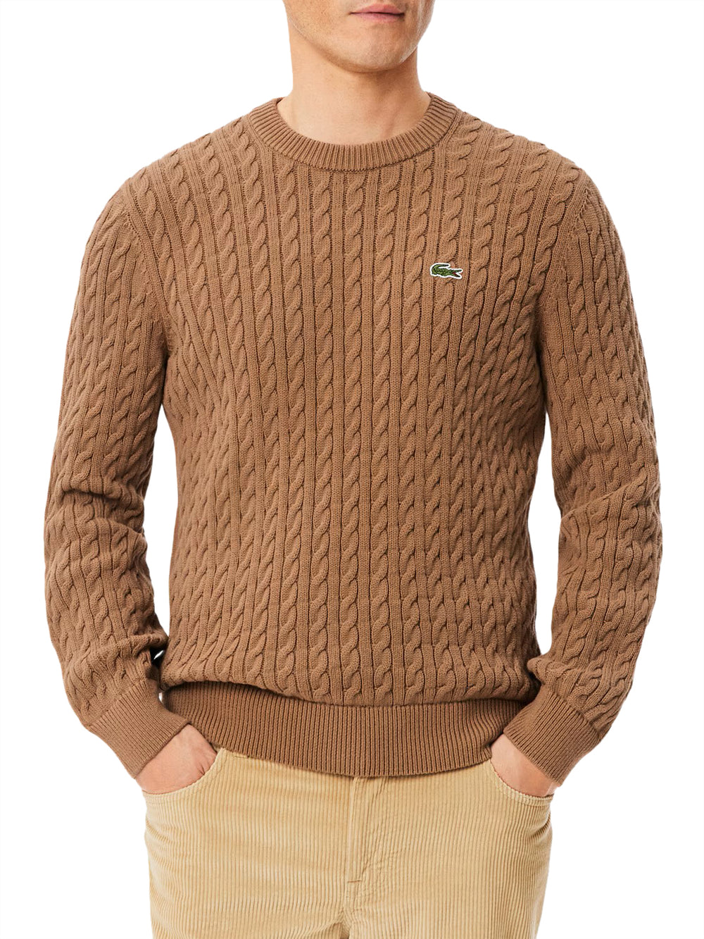 Lacoste Maglione Girocollo Uomo Mod. AH762 TRECCIA COTUQW Tabacco