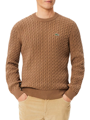 Lacoste Maglione Girocollo Uomo Mod. AH762 TRECCIA COTUQW Tabacco