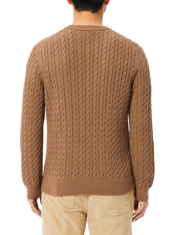 Lacoste Maglione Girocollo Uomo Mod. AH762 TRECCIA COTUQW Tabacco