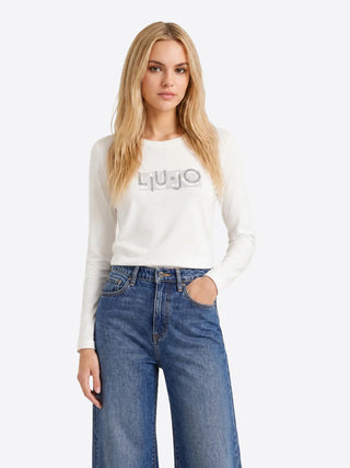 Liu Jo T-shitr ml Donna Mod. TF6248 JS003 L9505 Bianco