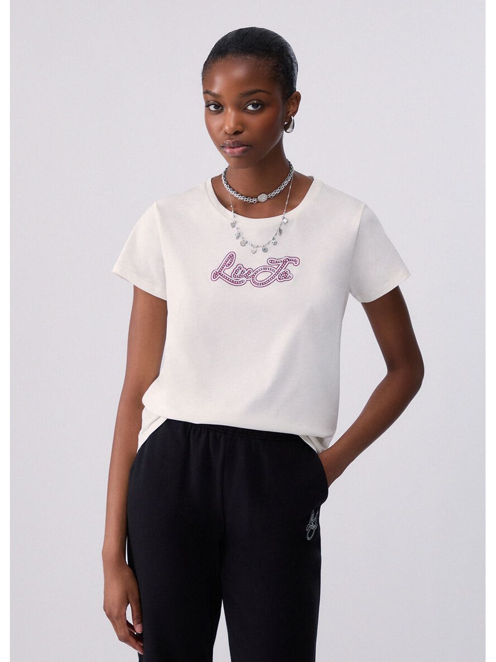 Liu Jo T-shirt Donna Mod. TF6283 JS923 Q9808 Panna