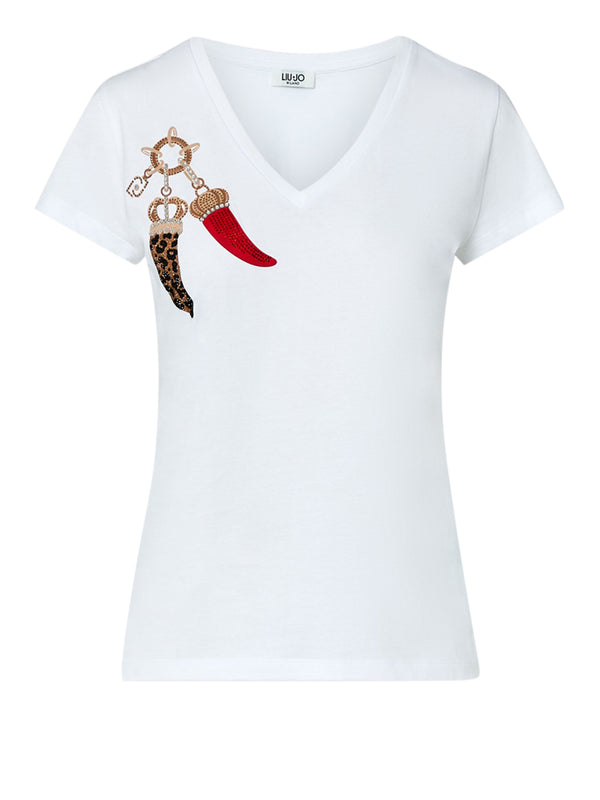 Liu Jo T-shirt Donna Mod. WF6447 JS923 L9481 Bianco
