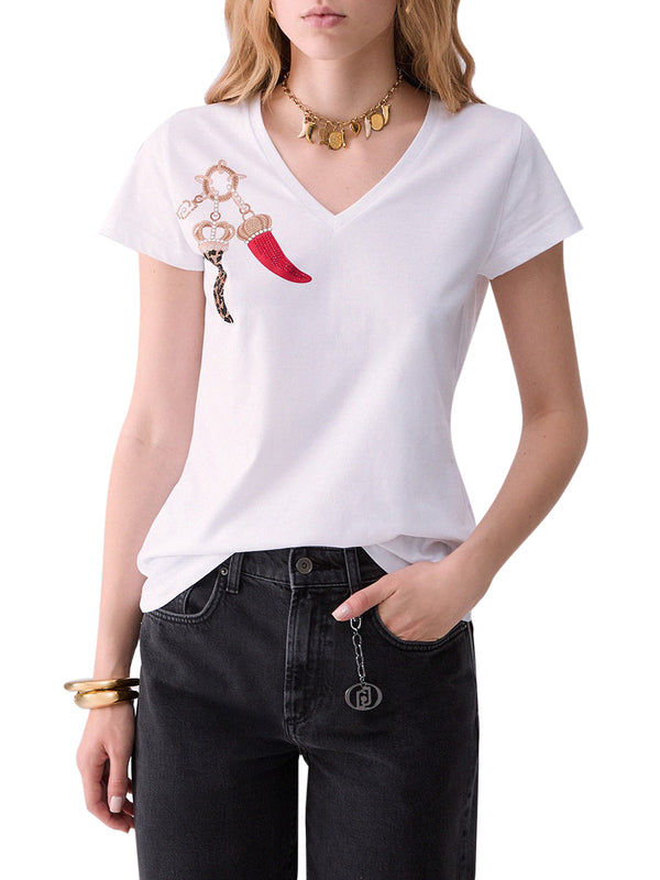 Liu Jo T-shirt Donna Mod. WF6447 JS923 L9481 Bianco
