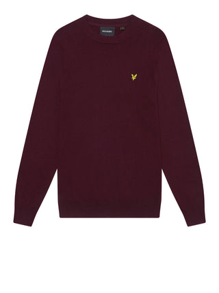 Lyle & Scott Maglione Girocollo Uomo Mod. KN2110VC COT-MER Z562 Bordeau