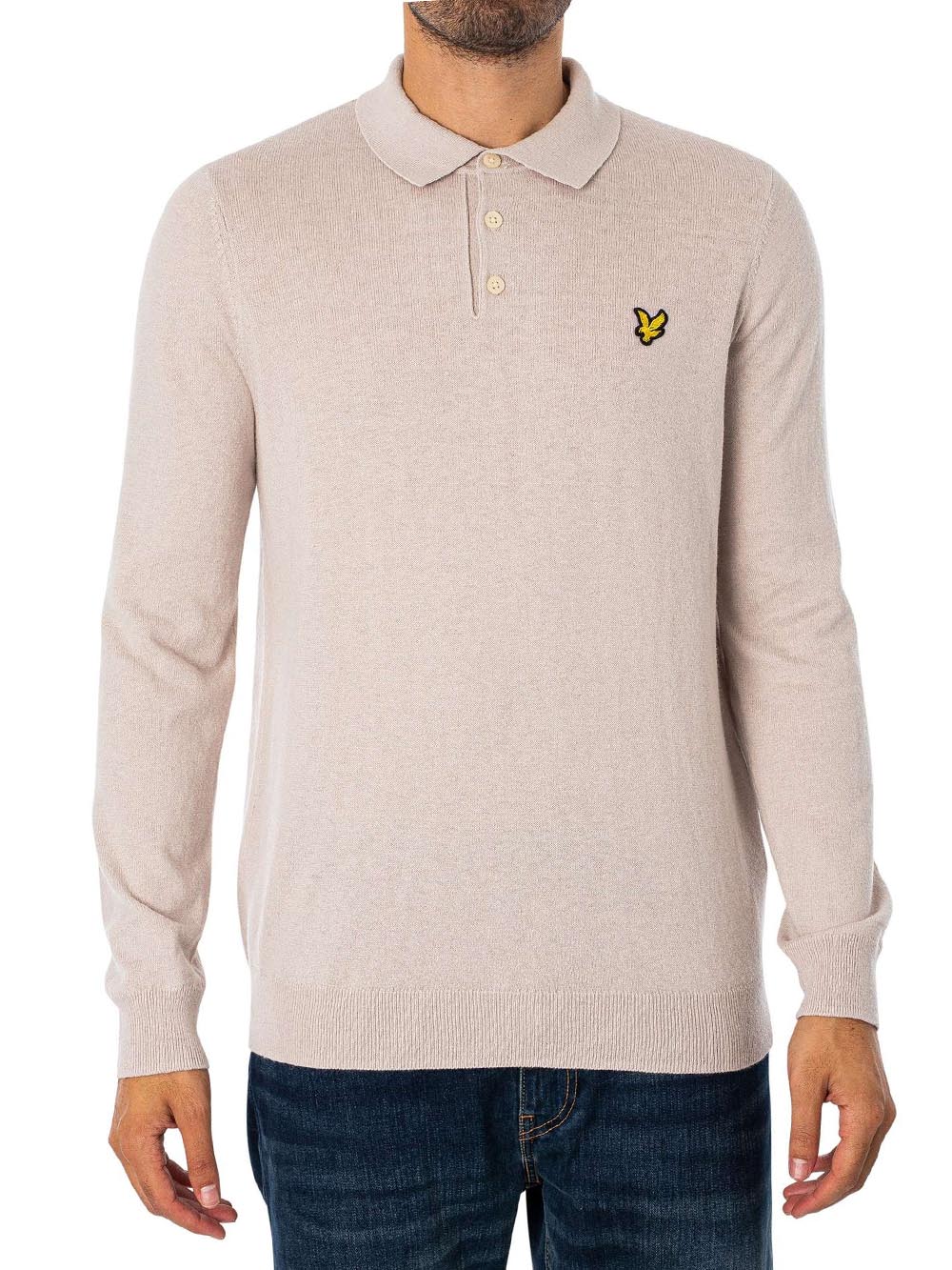 Lyle & Scott Polo Manica Lunga Uomo Mod. KN2113VC COT-MER W870 Avorio