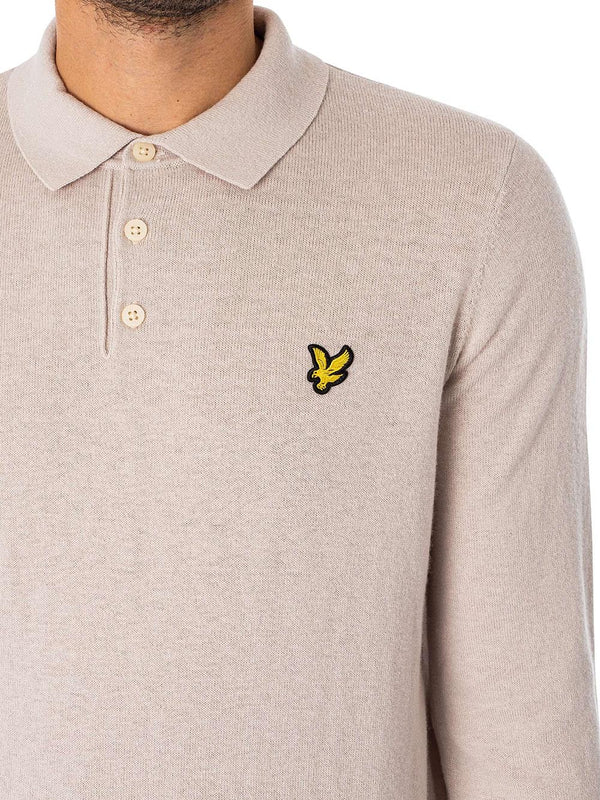 Lyle & Scott Polo Manica Lunga Uomo Mod. KN2113VC COT-MER W870 Avorio