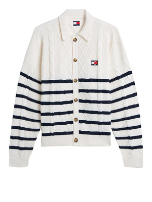 Tommy Hilfiger Cardigan Uomo Mod. DM0DM23210 YBH Panna