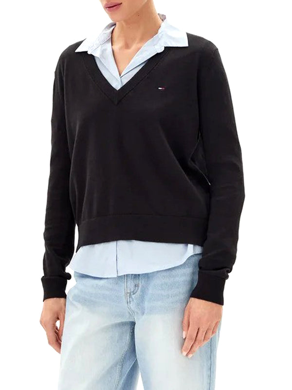 Tommy Hilfiger Maglione Donna Mod. DW0DW19888 BDS Nero