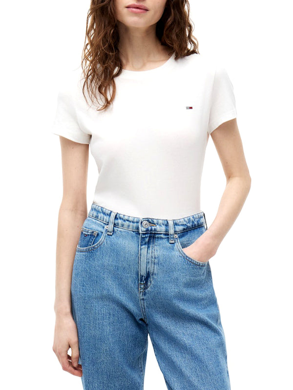 Tommy Hilfiger T-shirt Donna Mod. DW0DW20459 YBL Bianco