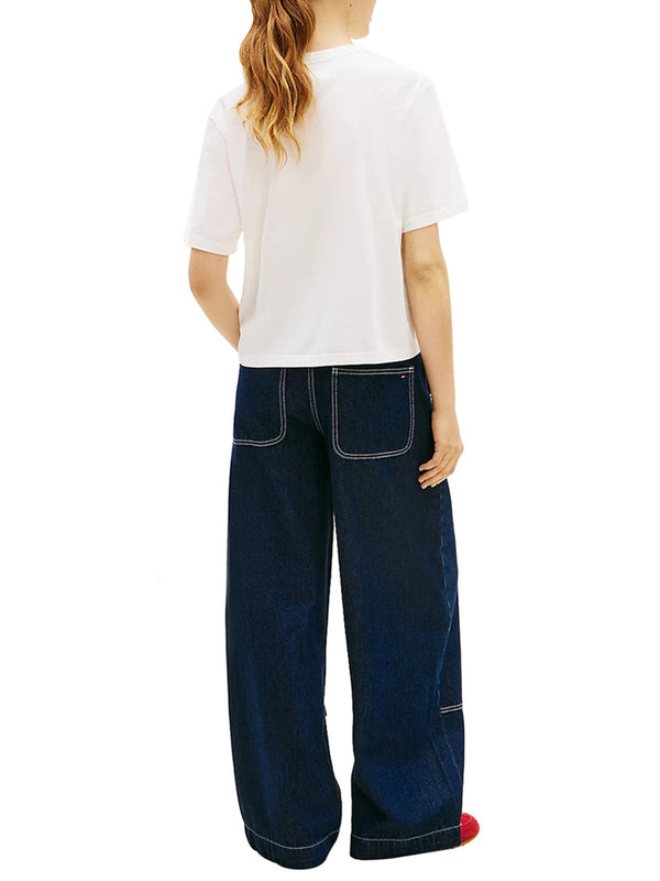 Tommy Hilfiger T-shirt Donna Mod. DW0DW22202 YBL Bianco