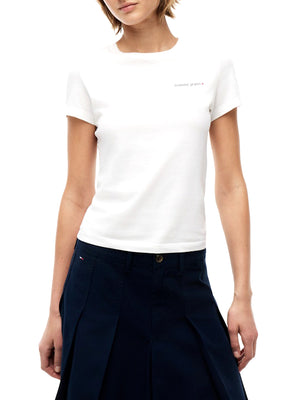 Tommy Hilfiger T-shirt Donna Mod. DW0DW23479 YBL Bianco