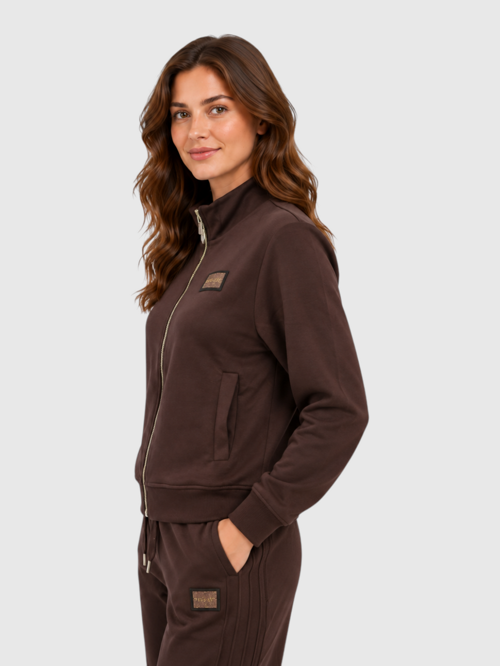 Yes Zee Felpa Zip Donna Mod. F009 NR00 232 Moro