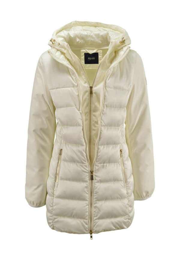 Yes Zee Giubbotto lungo Donna Mod. O045 M500 157 Panna